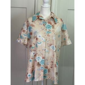 Maggie Sweet Vintage Floral Button Up Top Plus Size 44